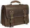 HIDEONLINE RUGGED MUD BROWN CRAZY HORSE LEATHER SATCHEL BAG / BRIEFCASE / BACKPACK