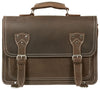 HIDEONLINE RUGGED MUD BROWN CRAZY HORSE LEATHER SATCHEL BAG / BRIEFCASE / BACKPACK