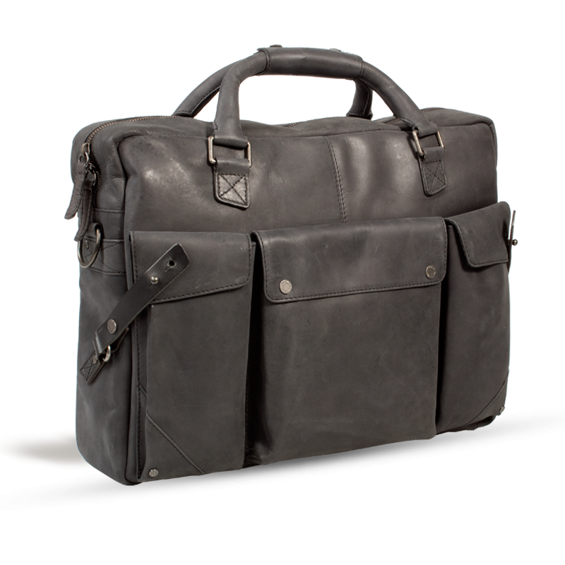UBERBAG INSIGNIA GRAPHITE GREY LEATHER PORTFOLIO / MESSENGER BAG