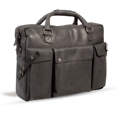 UBERBAG INSIGNIA GRAPHITE GREY LEATHER PORTFOLIO / MESSENGER BAG