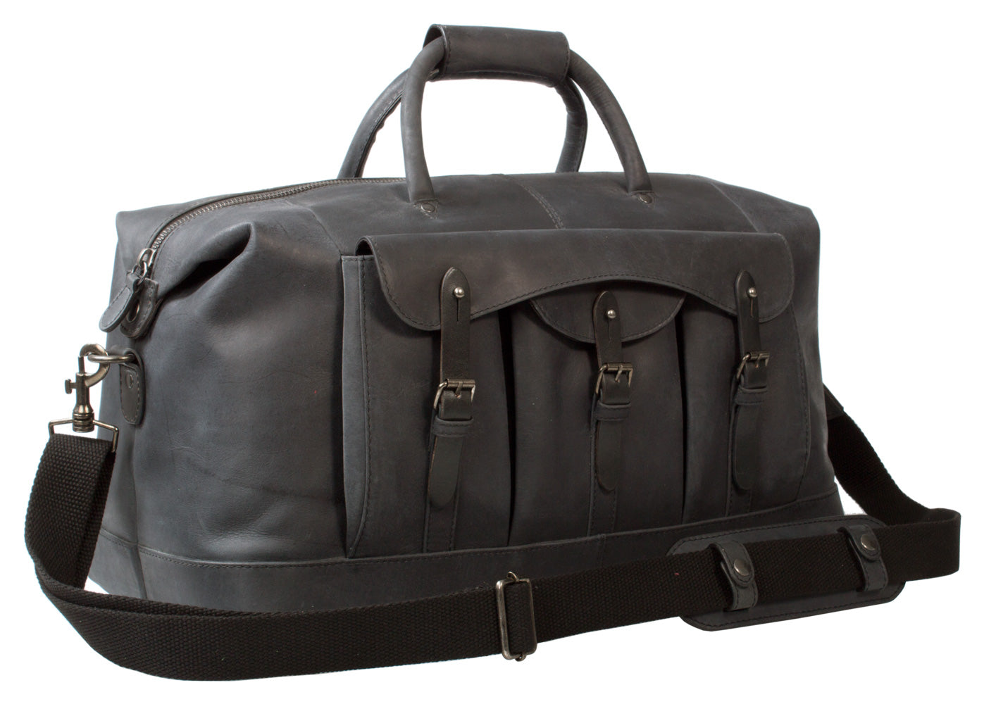 COMBO UBERBAG GOBI GRAPHITE GREY LEATHER HOLDALL BAG / MESSENGER BAG