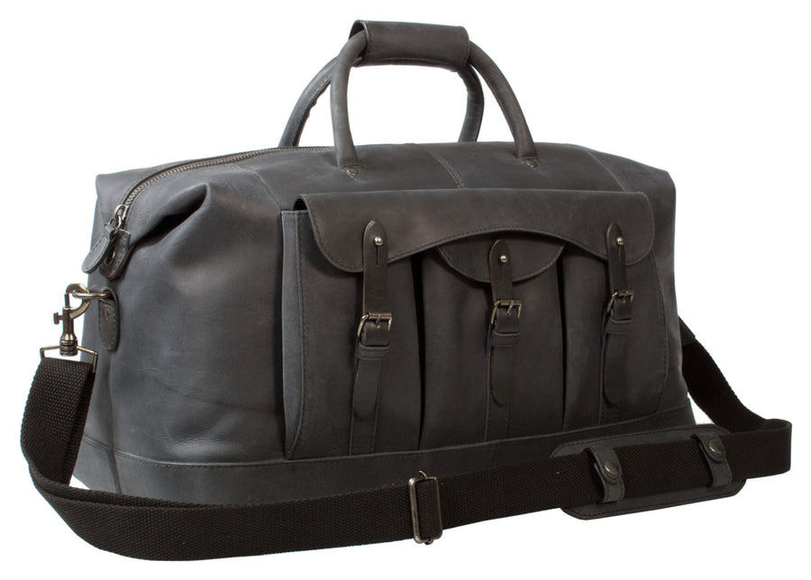 UBERBAG GOBI GRAPHITE GREY LEATHER HOLDALL BAG