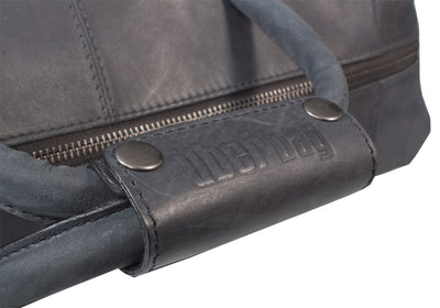 COMBO UBERBAG GOBI GRAPHITE GREY LEATHER HOLDALL BAG / MESSENGER BAG