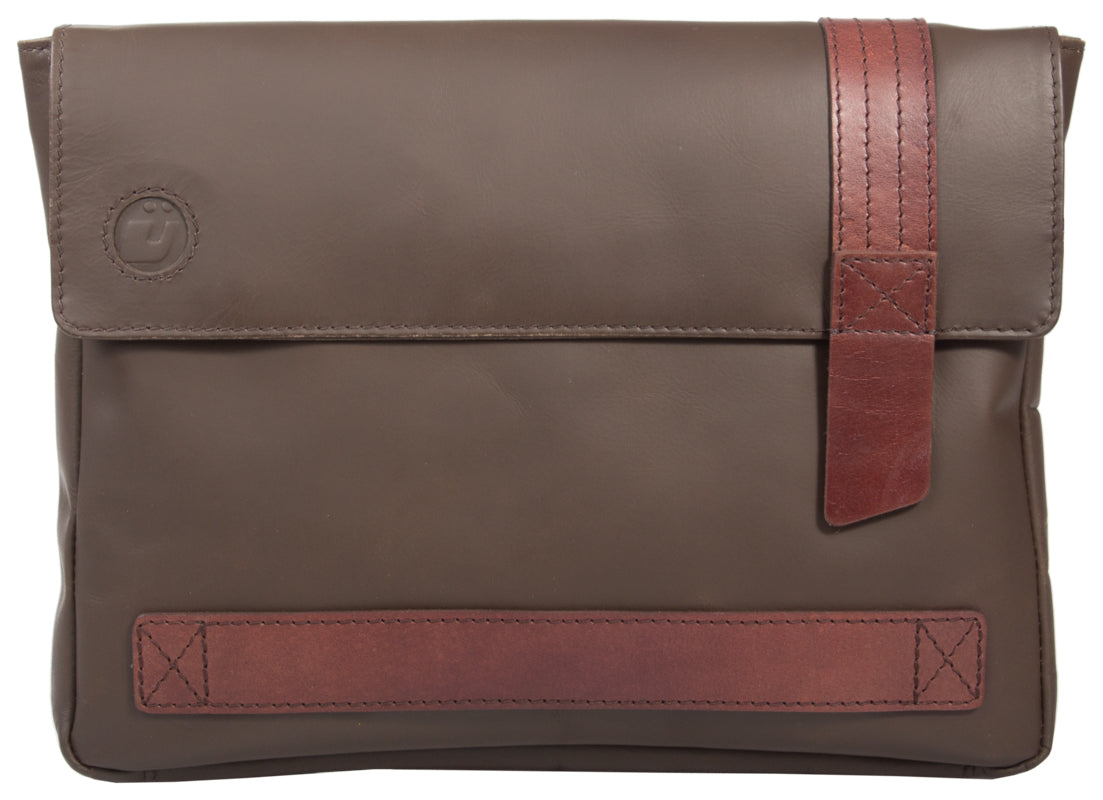 UBERBAG BROWN LEATHER MILITARY MEN CLUTCH