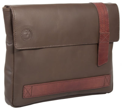 UBERBAG BROWN LEATHER MILITARY MEN CLUTCH