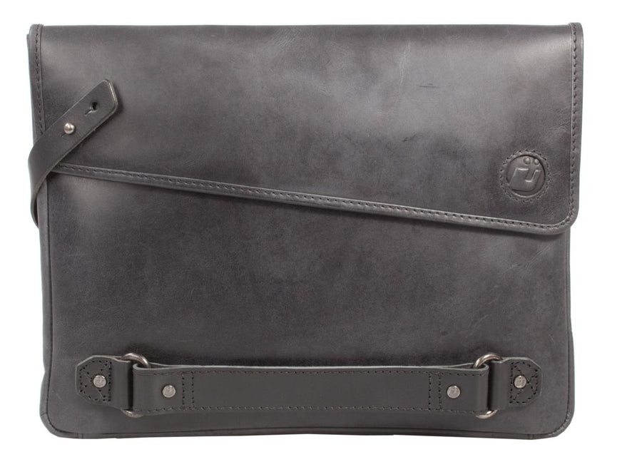 UBERBAG INSIGNIA MEN'S GRAPHITE GREY LEATHER CLUTCH