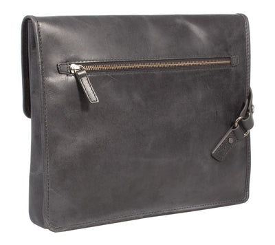 UBERBAG INSIGNIA MEN'S GRAPHITE GREY LEATHER CLUTCH