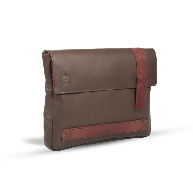UBERBAG BROWN LEATHER MILITARY MEN CLUTCH