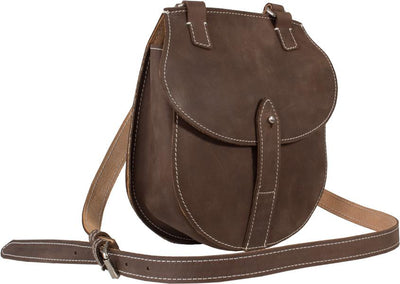 SAHARA LEATHER MUD BROWN CRAZY HORSE LADIES SMALL CROSSOVER BAG