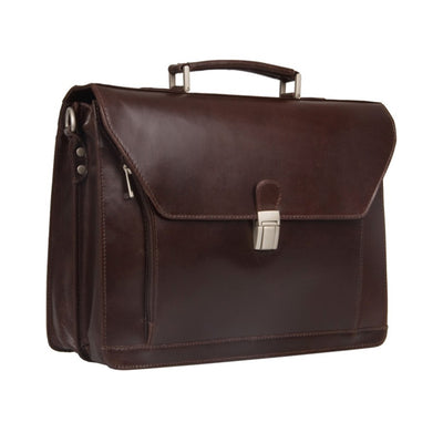 HIDEONLINE BROWN LEATHER LAPTOP BRIEFCASE