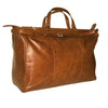 TAN/ LIGHT BROWN LEATHER TOP ROD HOLDALL / DUFFLE / CABIN BAG