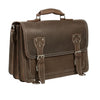 HIDEONLINE RUGGED MUD BROWN CRAZY HORSE LEATHER SATCHEL BAG / BRIEFCASE / BACKPACK