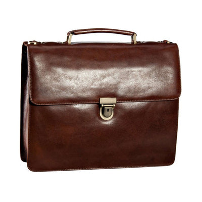 LEONHARD HEYDEN CAMBRIDGE 5250 REAL LEATHER BRIEFCASE IN RED BROWN