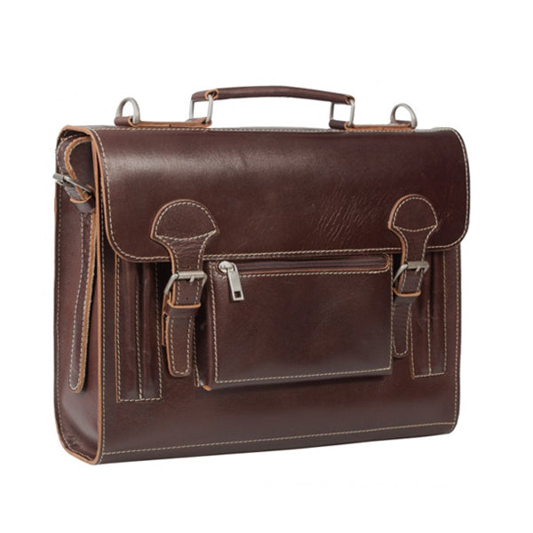 HIDEONLINE VINTAGE CONKER BROWN BRIDLE LEATHER SLIMLINE SATCHEL BACKPACK