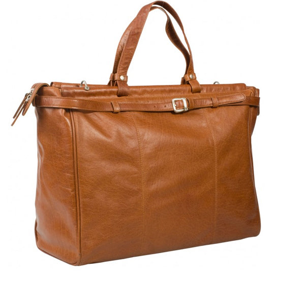 COMBO OFFER  TAN/ COGNAC LEATHER TOP ROD HOLDALL / DUFFLE / CABIN BAG AND TAN BRIEFCASE