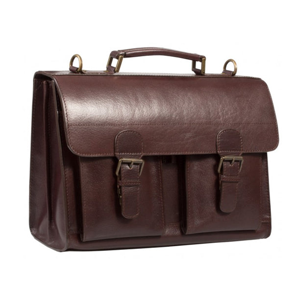 HIDEONLINE VINTAGE CONKER BROWN BRIDLE LEATHER SATCHEL BRIEFCASE