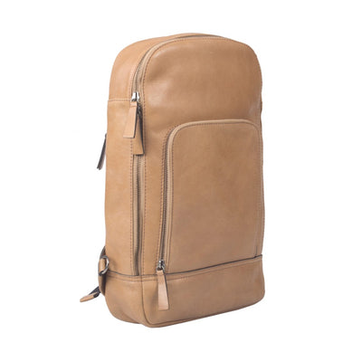 HIDEONLINE TAN/ COGNAC REAL LEATHER BACKPACK / SLING BAG