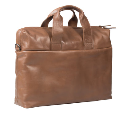 HIDEONLINE TAN LEATHER LAPTOP MESSENGER / MAN BAG