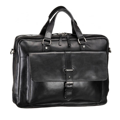 LEONHARD HEYDEN ROMA 5370 BLACK LEATHER ZIPPED BRIEFCASE