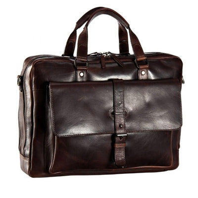 LEONHARD HEYDEN ROMA 5370 BROWN LEATHER ZIPPED BRIEFCASE