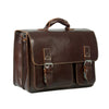 HIDEONLINE RUGGED THICK SADDLE CONKER BROWN LEATHER SATCHEL BRIEFCASE / LAPTOP BAG