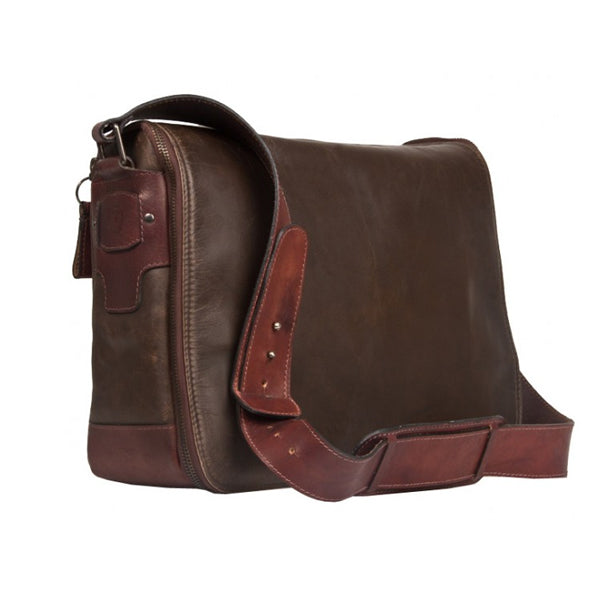 UBERBAG HAVERSACK DARK BROWN LEATHER LARGE MESSENGER BAG