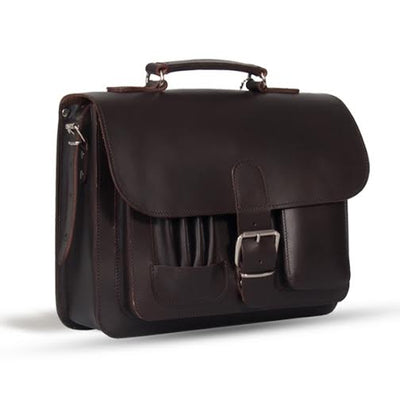 MAYFAIR VEGETABLE TANNED DARK BROWN LEATHER SMALL SATCHEL / BACKPACK