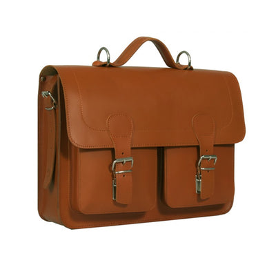 WINDSOR VEGETABLE TANNED TAN LEATHER SATCHEL / BRIEFCASE / BACKPACK