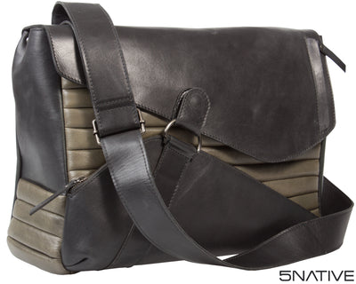 5native black grey olive real leather trendy messenger bag with unique design 2