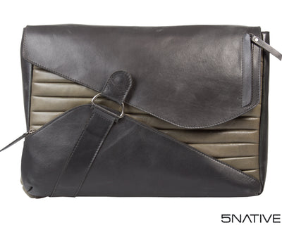 5native  black grey olive real leather trendy messenger bag with unique design 5