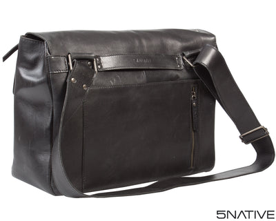 5native black grey olive real leather trendy messenger bag with unique design 3