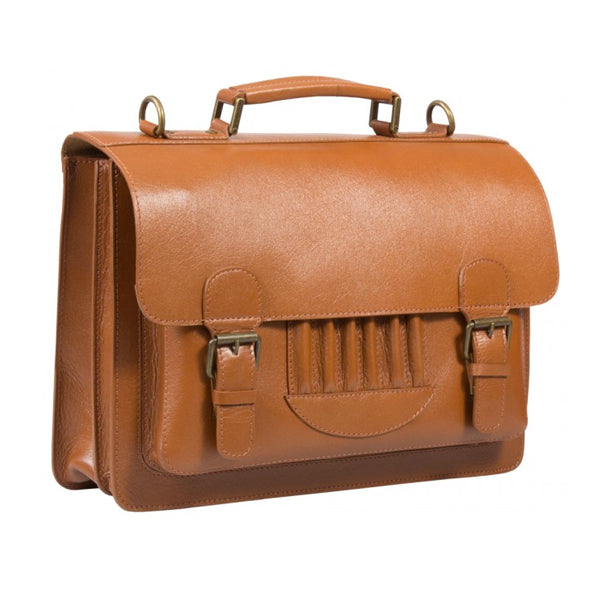 HIDEONLINE VINTAGE TAN BRIDLE LEATHER SATCHEL BRIEFCASE