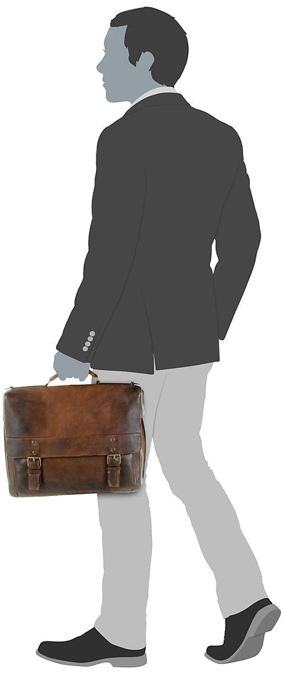 JOST RANDERS 2443 COGNAC LEATHER LAPTOP BRIEFCASE