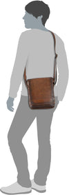 JOST RANDERS 2451 COGNAC LEATHER SMALL MESSENGER BAG / POST BAG