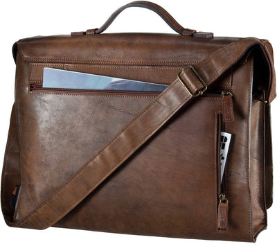JOST RANDERS 2453 COGNAC LEATHER LARGE MESSENGER BAG / BRIEFCASE