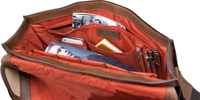 JOST RANDERS 2453 COGNAC LEATHER LARGE MESSENGER BAG / BRIEFCASE