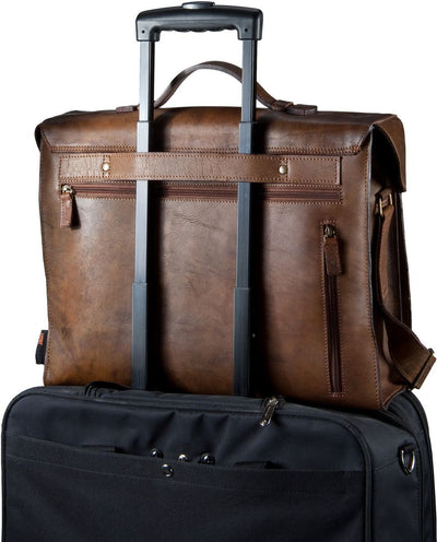 JOST RANDERS 2453 COGNAC LEATHER LARGE MESSENGER BAG / BRIEFCASE