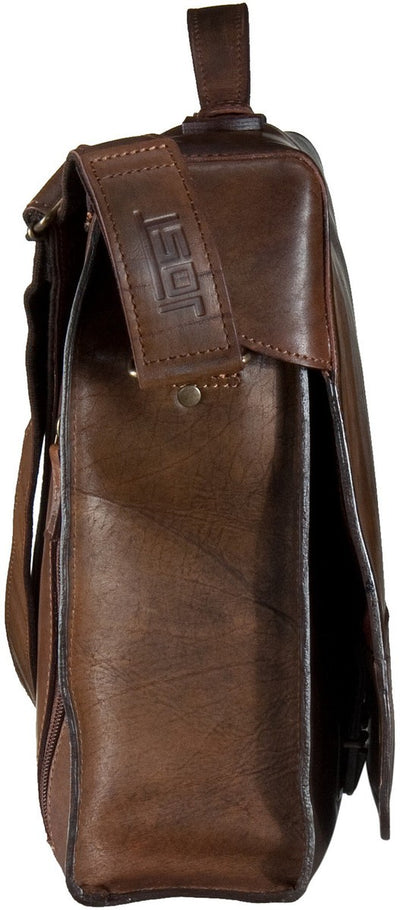JOST RANDERS 2453 COGNAC LEATHER LARGE MESSENGER BAG / BRIEFCASE