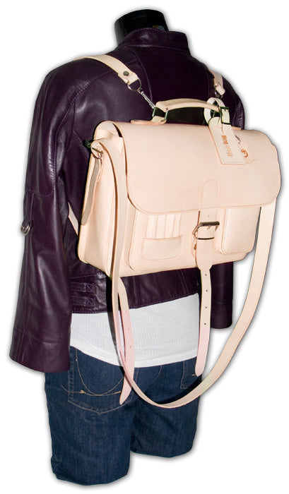 ANGEL NATURAL VEGETABLE TANNED LEATHER SMALL SATCHEL / BACKPACK