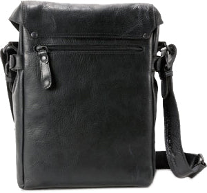 AUNTS & UNCLES NETWORKER BLACK LEATHER MEDIUM N/S MESSENGER BAG/ POSTBAG