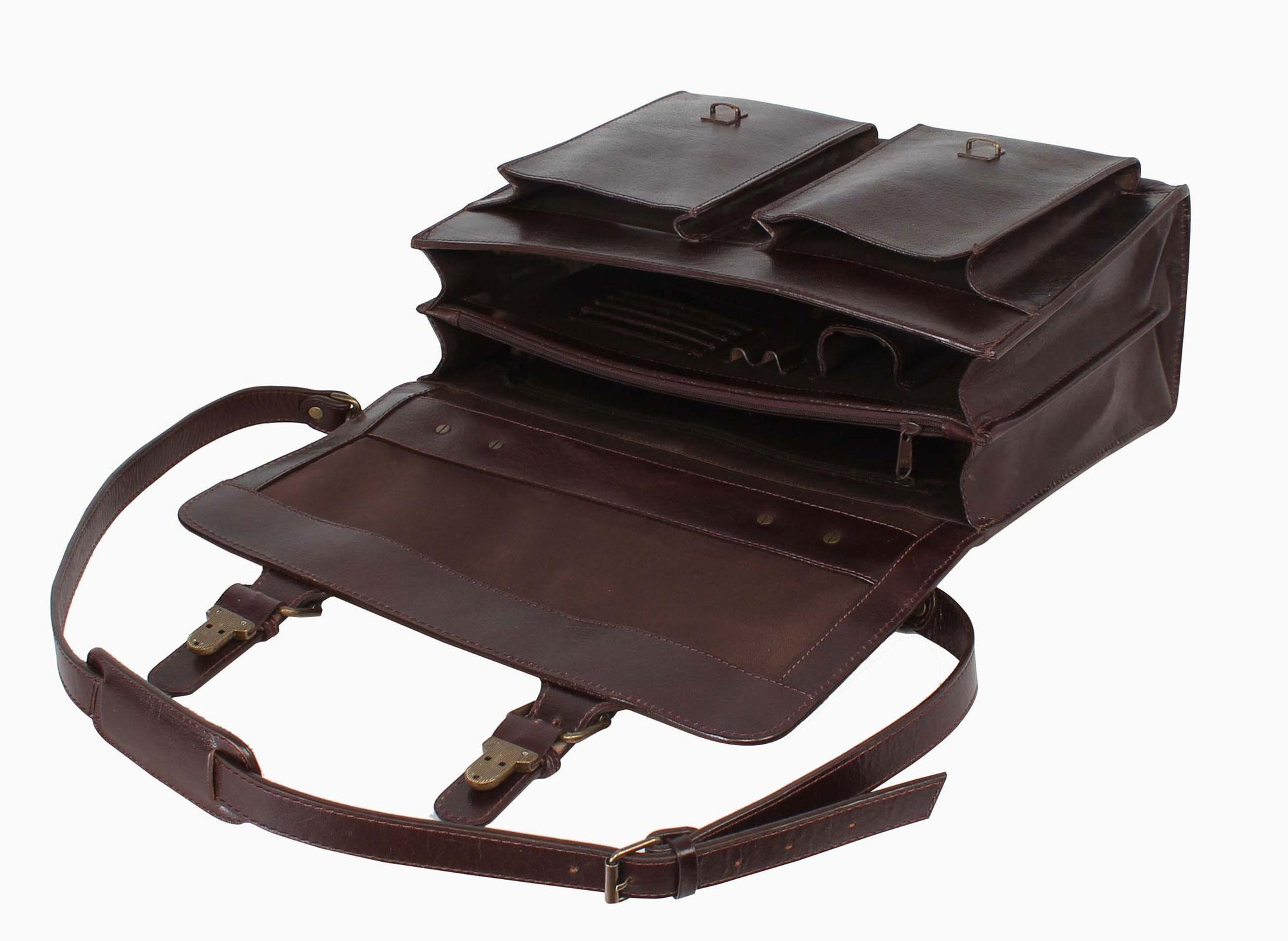 HIDEONLINE VINTAGE CONKER BROWN BRIDLE LEATHER SATCHEL BRIEFCASE