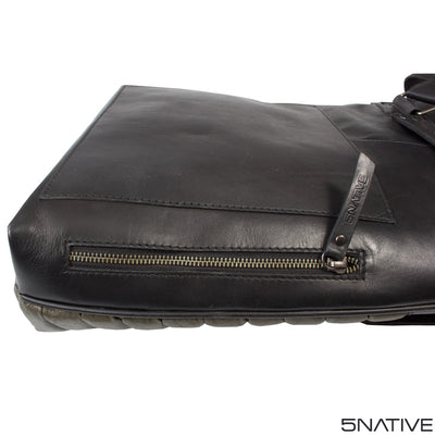 5native black grey olive real leather trendy medium messenger bag, iPad compatible with unique design 10