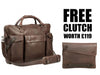 FREE UBERBAG CLUTCH WORTH £119 WITH UBERBAG INSIGNIA BROWN LEATHER LAPTOP BAG