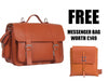 FREE TRIBE SMALL MESSENGER BAG WORTH £145 WITH PIMLICO VEGETABLE TANNED TAN LEATHER SATCHEL / BACKPACK