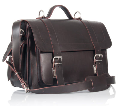 PIMLICO NATURAL VEGETABLE TANNED DARK BROWN LEATHER SATCHEL / BACKPACK