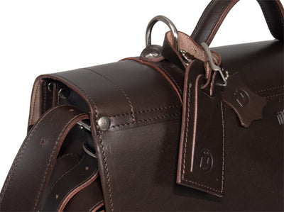 PIMLICO NATURAL VEGETABLE TANNED DARK BROWN LEATHER SATCHEL / BACKPACK