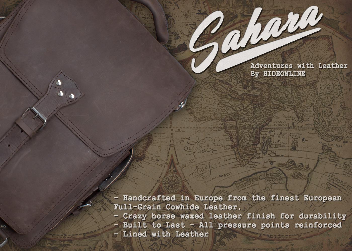 SAHARA LEATHER MUD BROWN CRAZY HORSE LADIES SMALL CROSSOVER BAG