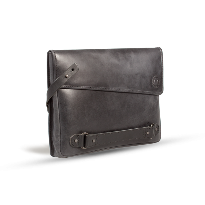 UBERBAG INSIGNIA MEN'S GRAPHITE GREY LEATHER CLUTCH