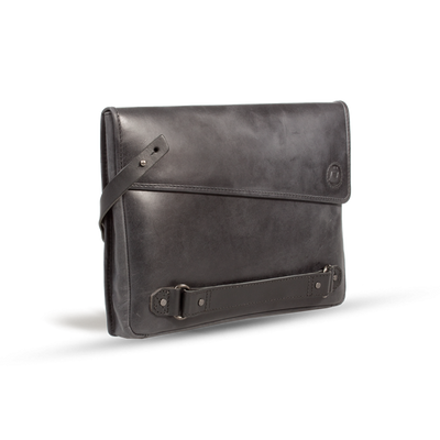 UBERBAG INSIGNIA MEN'S GRAPHITE GREY LEATHER CLUTCH