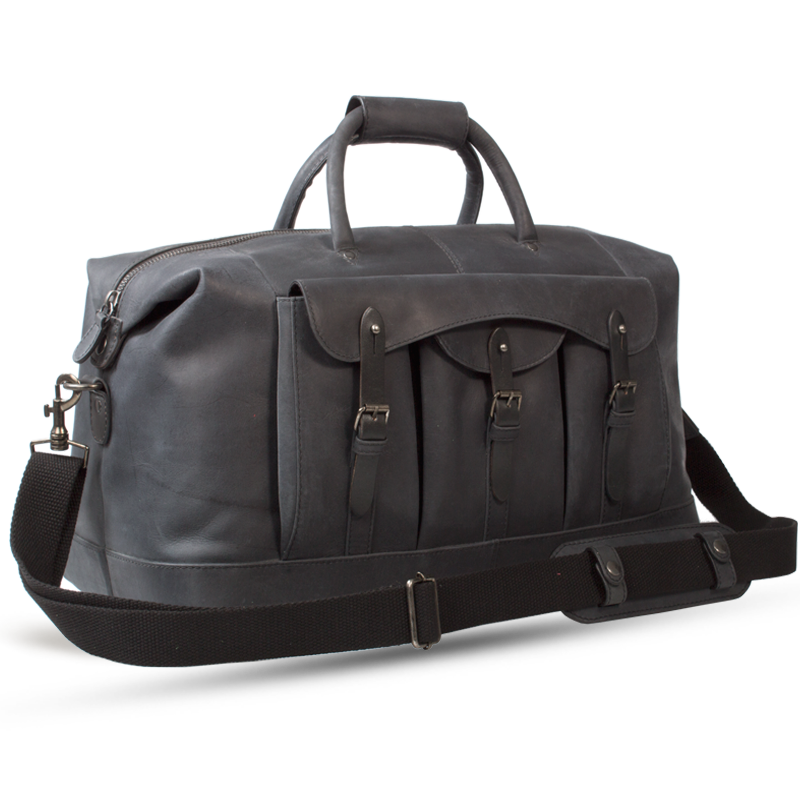 COMBO UBERBAG GOBI GRAPHITE GREY LEATHER HOLDALL BAG / MESSENGER BAG